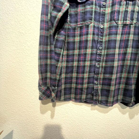 William Murray Golf Flannel Shirt Mens L Multicolor Plaid Cotton Stretch Pleated - Picture 6 of 16